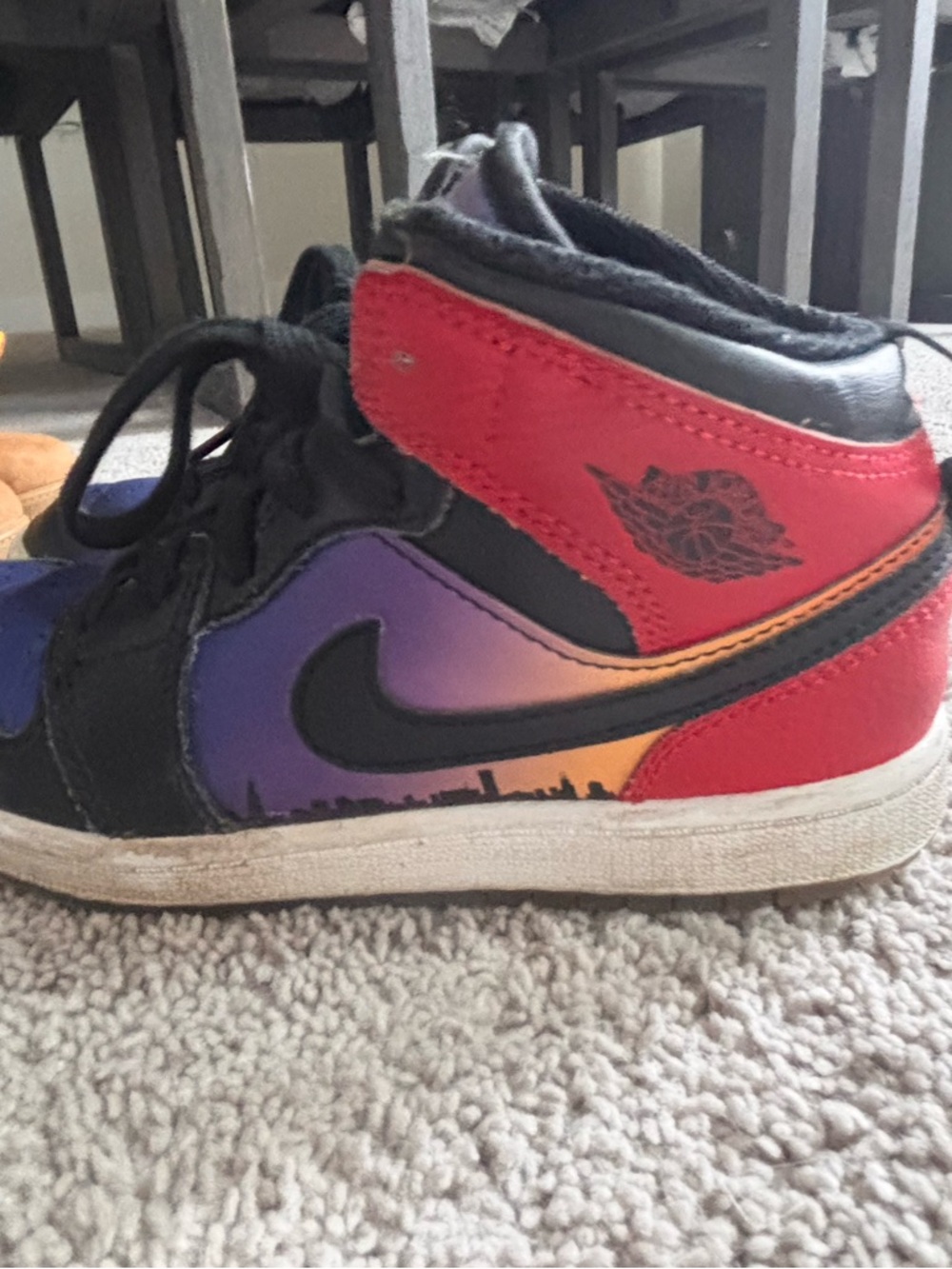 Nike Kids High-Top Sneakers in Red, Purple & Orange Gradient